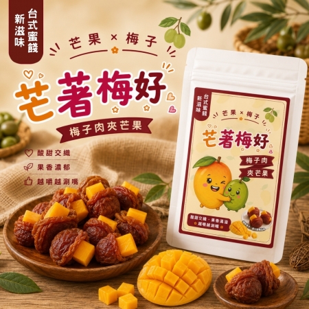 【Sheng Wen梁時】芒著梅好（82.5g/袋） 獨立包裝 芒果梅肉 梅子夾芒果 芒果梅 蜜餞 台式蜜餞 零嘴 