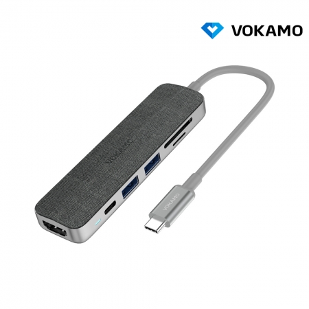 VOKAMO Type-C 鋅合金6埠擴展集線器（PD＋2*USB＋HDMI＋TF/SD） 擴展塢