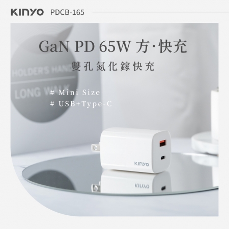 KINYO 氮化鎵雙孔PD充電器65W PDCB-165