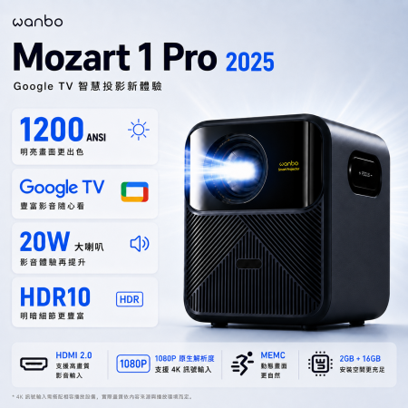 Wanbo 萬播投影機-MOZART 1 Pro 2025｜ 1200大流明