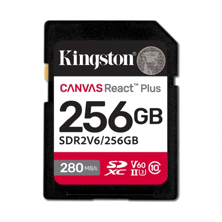 金士頓 256G Canvas React Plus SDXC UHS-II V60 相機記憶卡 專業攝影（KT-SDR2V6-256G）