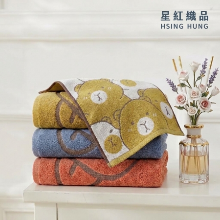 【星紅織品】可愛多多熊瞬吸速乾純棉兒童毛巾