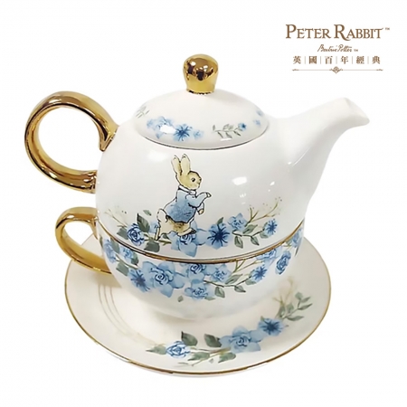 【PETER RABBIT 比得兔】比得兔青花瓷花茶組（子母壺）
