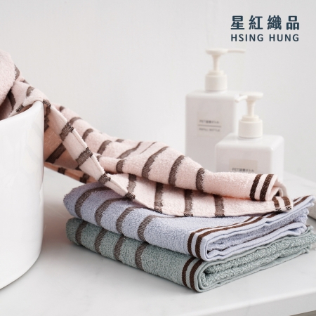【星紅織品】台灣製條紋咖啡紗除臭速乾毛巾（捲包款-均色出貨）