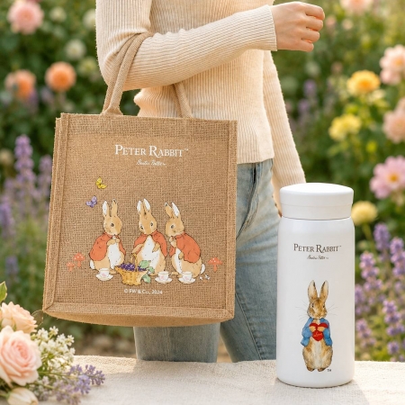 11月兔兔囤貨季~【PETER RABBIT 比得兔】麻布手提袋（2款）＋200ml口袋保溫杯（3色）