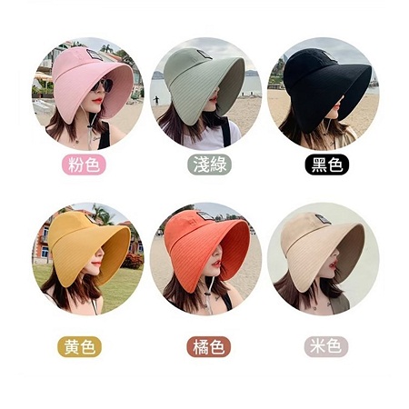 【小魚嚴選】日系優雅可折疊大帽沿遮陽帽-1入組