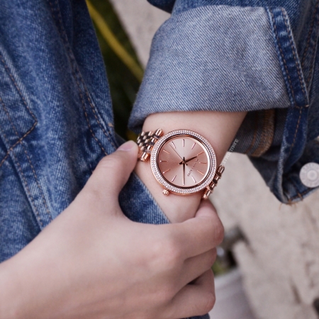 MICHAEL KORS美國原廠平輸手錶 | 光耀晶鑽都會腕錶-玫瑰金水鑽 MK3192