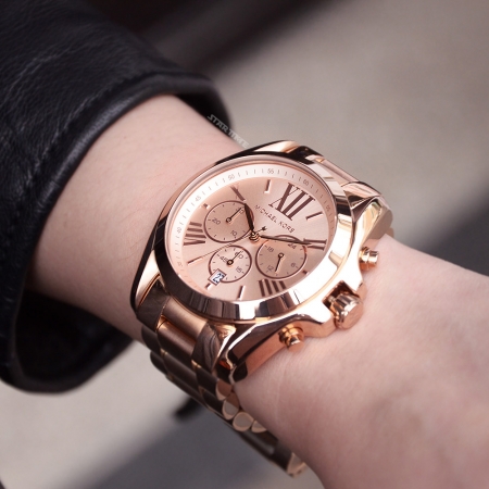 MICHAEL KORS美國原廠平輸手錶 | 古典三眼腕錶 - 玫瑰金面x玫瑰金框x不鏽鋼帶MK5503