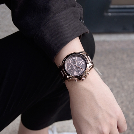 MICHAEL KORS美國原廠平行輸入手錶 | 羅馬假期三眼計時咖啡金色腕錶/ MK6247