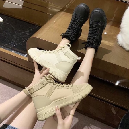 秋冬女靴 中筒防水 綁帶設計