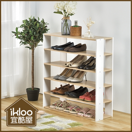 【ikloo】日系質感加寬五層開放鞋架（兩色可選）