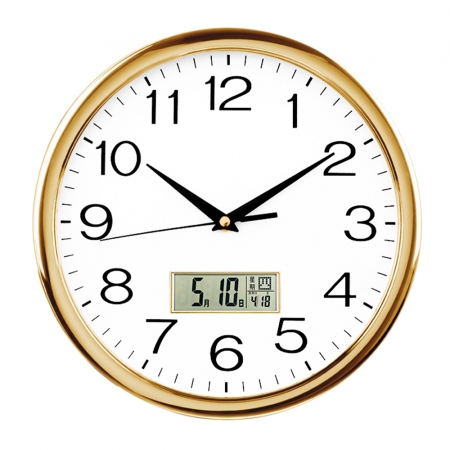【FJ】極簡約LCD顯示靜音萬年曆掛鐘CL2（可調12/24小時制）