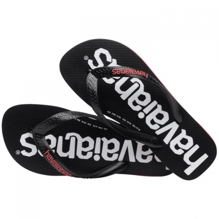 【哈瓦士havaianas】巴西人字拖  男款 logomania/黑底白字