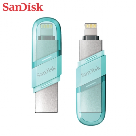 SanDisk 128GB 湖水綠 iXpand 翻轉隨身碟 OTG iPhone適用 MFI認證（SD-IXP-90N-G-128G）