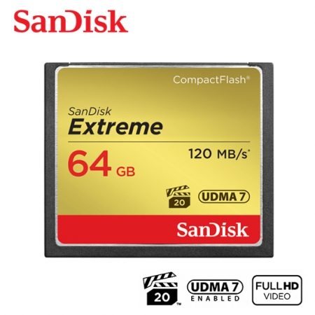 SanDisk Extreme CompactFlash 64GB 記憶卡 專業攝影 錄影 高速記憶卡 CF卡（SD-CF120M-64G）