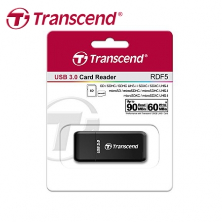 Transcend 創見 RDF5 USB 3.0 雙槽讀卡機 支援SD/MicroSD 黑色 （TS-RDF5K）