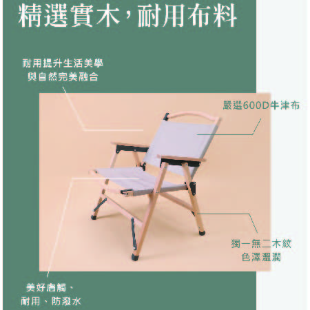 HaoO 克米特椅 露營折疊椅 戶外攜帶收納椅 附收納袋 嚴選實木材質
