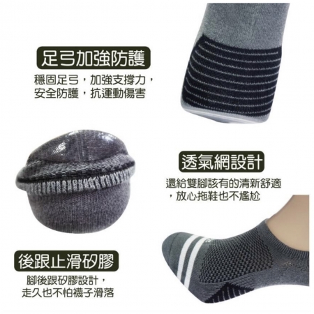 【愛覓購襪子館】台灣製造【抗菌消臭機能隱型運動襪】【每色12雙一組】有四色可挑