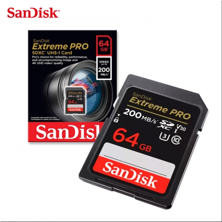 SanDisk Extreme PRO SDXC UHS-I 64GB 相機記憶卡 V30 U3 200MB 專業攝影高速記憶卡（SD-SDXXU-64G）