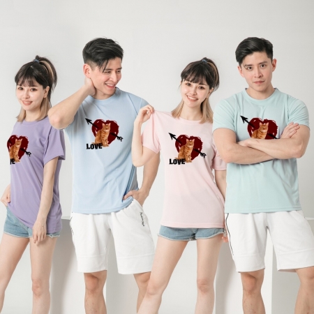 【台製良品】台灣製男女款 吸排短T-Shirt貓咪_C006（多色任選）