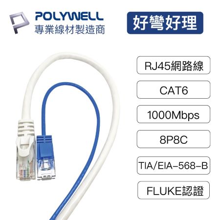 POLYWELL CAT6 極細高速網路線 3米 網路線 RJ45 福祿克認證 寶利威爾 台灣現貨