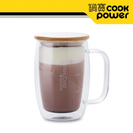 【CookPower 鍋寶】雙層玻璃冰鎮咖啡杯2入組（400ml）EO-DGS401Z2
