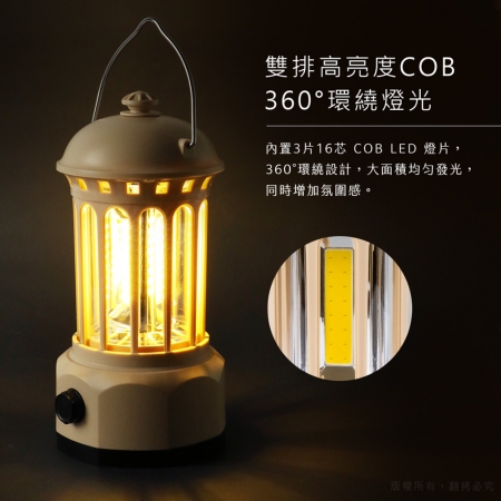 aibo 手提吊掛 雙排LED高亮度 USB充電式 復古露營燈（LI-57）