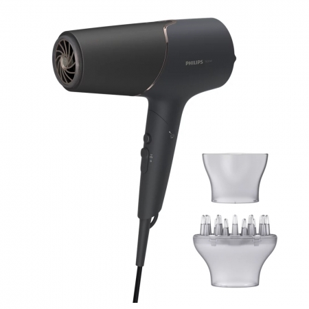 【Philips 飛利浦】智能護髮礦物負離子吹風機-霧黑金 （BHD538/21）