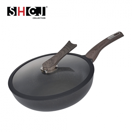 【SHCJ生活采家】石墨烯岩紋不沾煎炒鍋32cm#41025