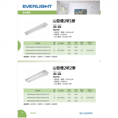 【Everlight 億光】2入組 T8 LED燈管 四尺雙管山型燈具（白光/中性光/黃光）
