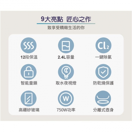 【好買點數放大】SONGEN松井 日系可分離式水箱智能溫控玻璃電熱壺 SG-255HP