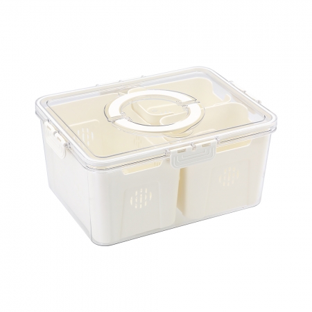 【生活采家】手提加厚分格瀝水保鮮盒-6L大款3分格#75007