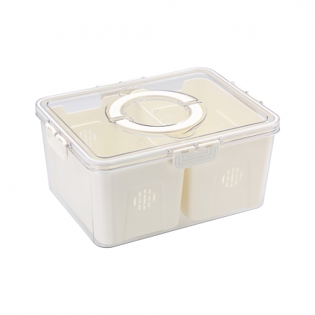 【生活采家】手提加厚分格瀝水保鮮盒-6L大款2分格#75008