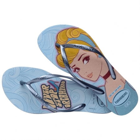 【哈瓦士havaianas】 巴西 人字拖  女款  Slim princesas/藍灰姑娘