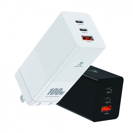 PowerRider PD100CA 100W氮化鎵三孔折疊快速充電器