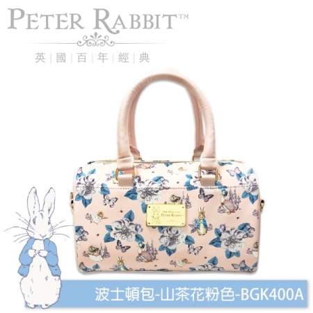 【PETER RABBIT 彼得兔】 比得兔山茶花粉色波士頓包 送 玫瑰花藍方絲巾