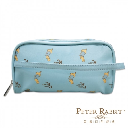 【PETER RABBIT 彼得兔】比得兔跑兔藍色化妝 / 收納包