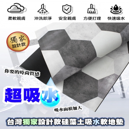 【QiMart】獨家設計款珪藻土吸水軟地墊（3款任選）