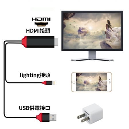 Lightning to HDTV 影音傳輸線-2米 For iPhone iPad（IOS版本更新沒問題）
