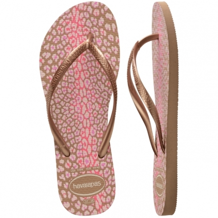【哈瓦士havaianas】 巴西人字拖  女款 slim animals/玫瑰金豹紋