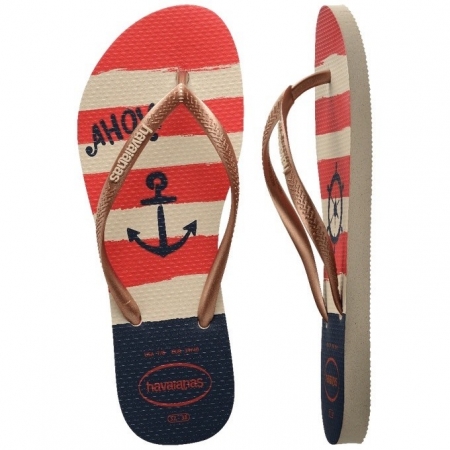 【哈瓦士havaianas】 巴西人字拖  女款 Slim nautical/紅船舵