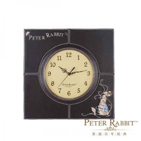 【PETER RABBIT 比得兔】 皮革亮片刺繡壁掛鐘