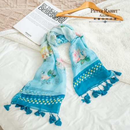 618年中狂歡慶~【PETER RABBIT 比得兔】莫代爾棉玫瑰長絲巾（2色）