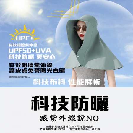 【QiMart】大帽簷全方位防曬披肩帽/遮陽帽（E款）