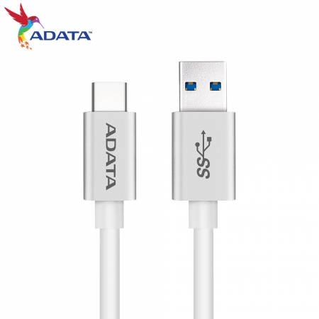 ADATA 威剛 USB-A 3.2 Gen 1 to TYPE-C 充電線 傳輸線 USB-C 銀色 100cm（AD-A2C-1M-S）