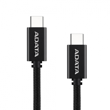 ADATA 威剛 USB-C to USB-C 1M 編織充電線 傳輸線 100W 支援PD/QC快充 黑色（AD-C2C-1M-K）