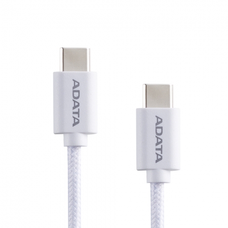 ADATA 威剛 USB-C to USB-C 1M 編織充電線 傳輸線 100W 支援PD/QC快充 白色（AD-C2C-1M-W）