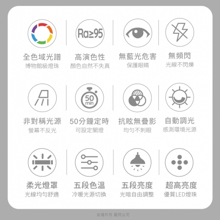 aibo 全光譜【底座款】LED超廣角護眼檯燈50cm