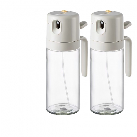 【生活采家】OilPour倒噴兩用醬料玻璃油壼2入組 550ml 暖灰色#99560