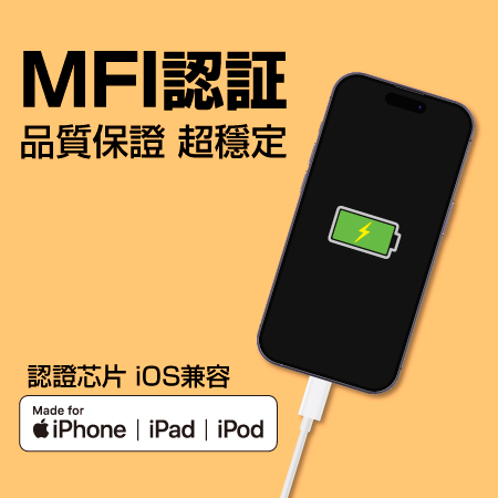 MFI認證 FUGU USB-C to Lightning 快速充電線 1m＋2m 